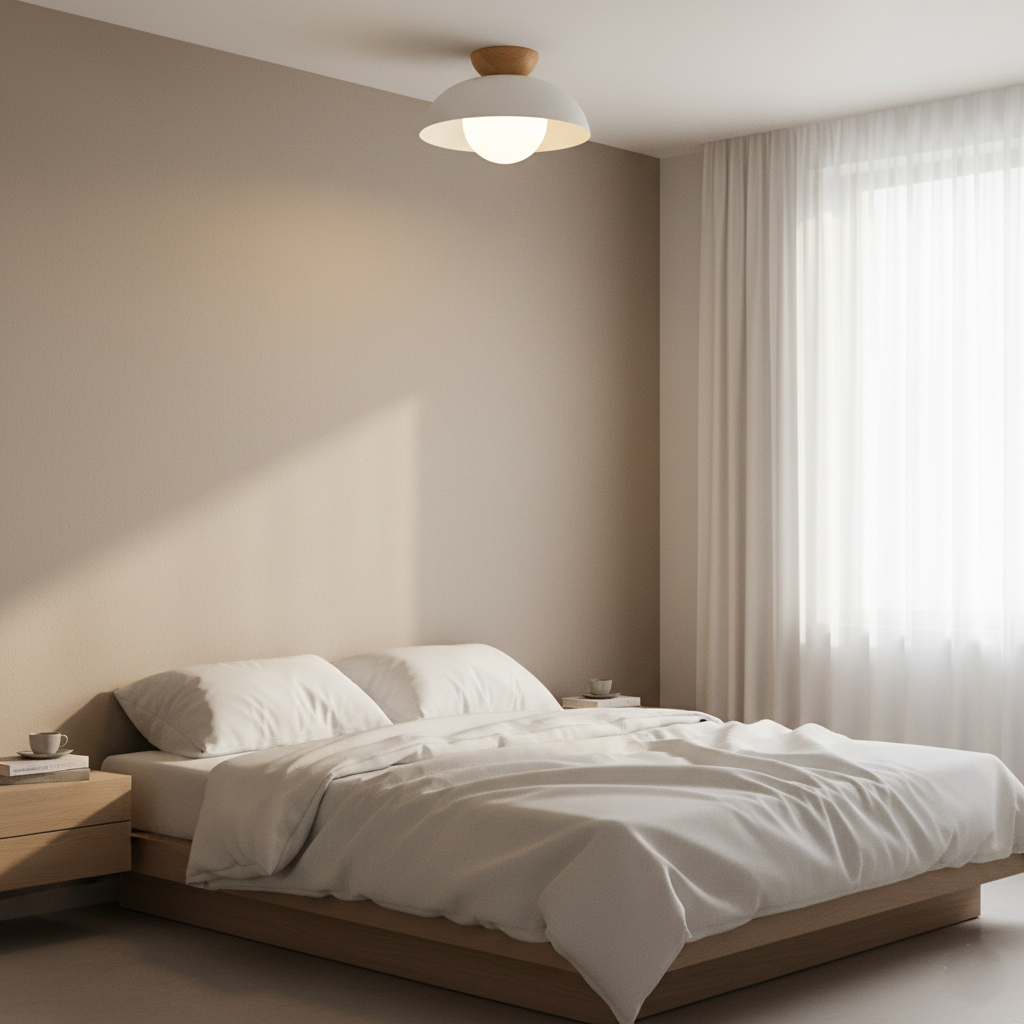 Casa Lumière Nordic Minimalistische Plafondlamp – Eco Metaal, Houten Accent & Warm Sfeervol Licht