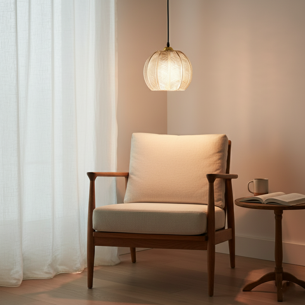 Casa Lumière Nordic Green Leaf Pattern Glazen Hanglamp