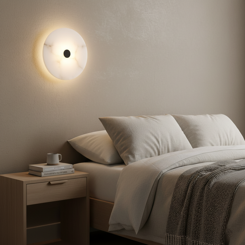 Casa Lumière Ronde Alabaster Wandlamp - Sfeerverlichting met Warm Diffuus Licht