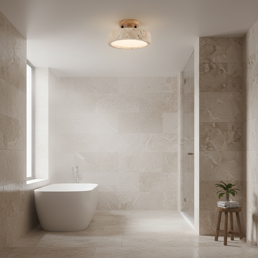 Casa Lumière Ronde Travertin Plafondlamp - Minimalistisch & Warm Design