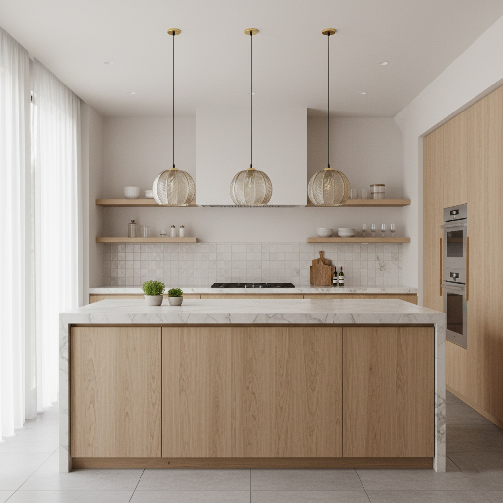 Casa Lumière Nordic Green Leaf Pattern Glazen Hanglamp