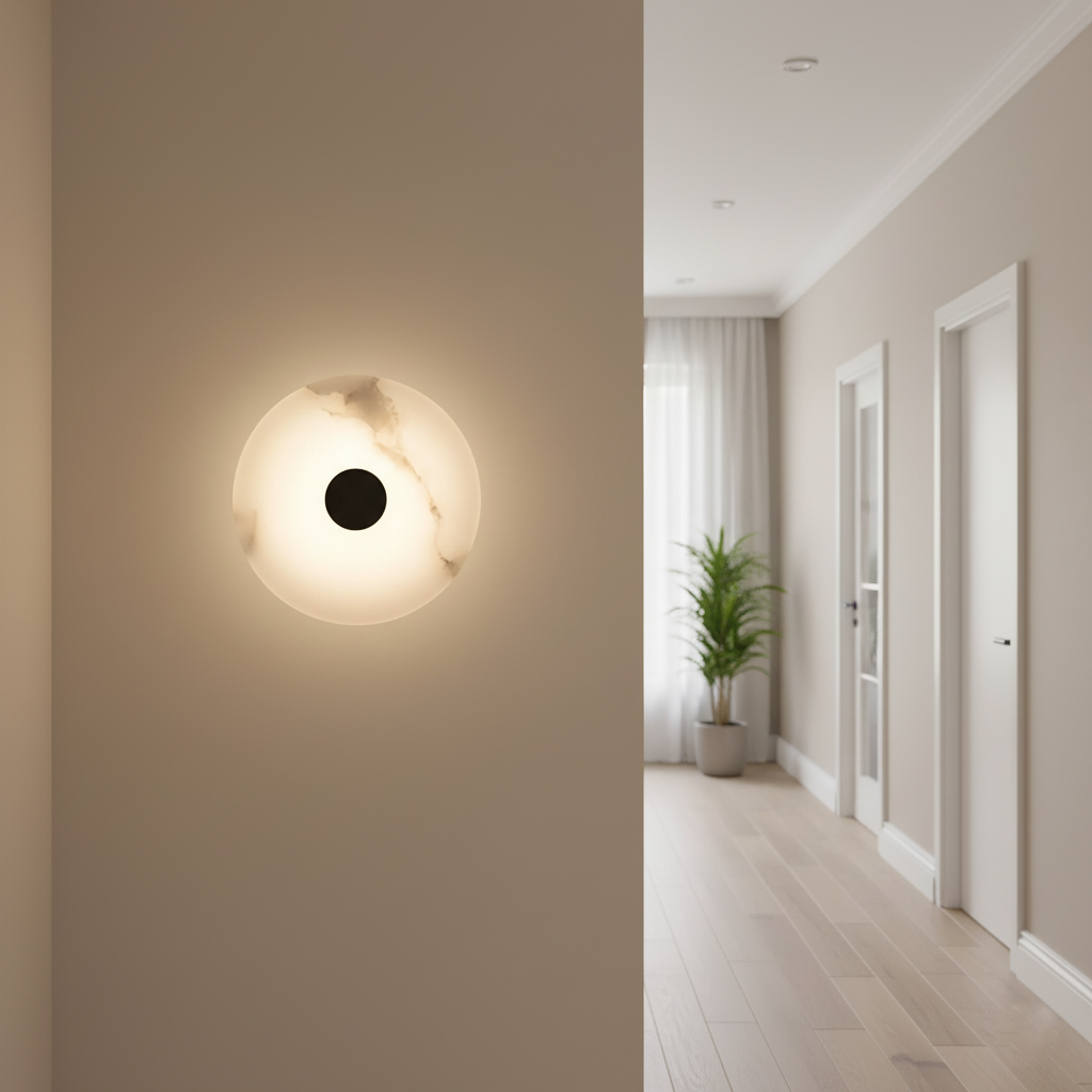 Casa Lumière Ronde Alabaster Wandlamp van Marmer - Sfeerverlichting met Warm Diffuus Licht