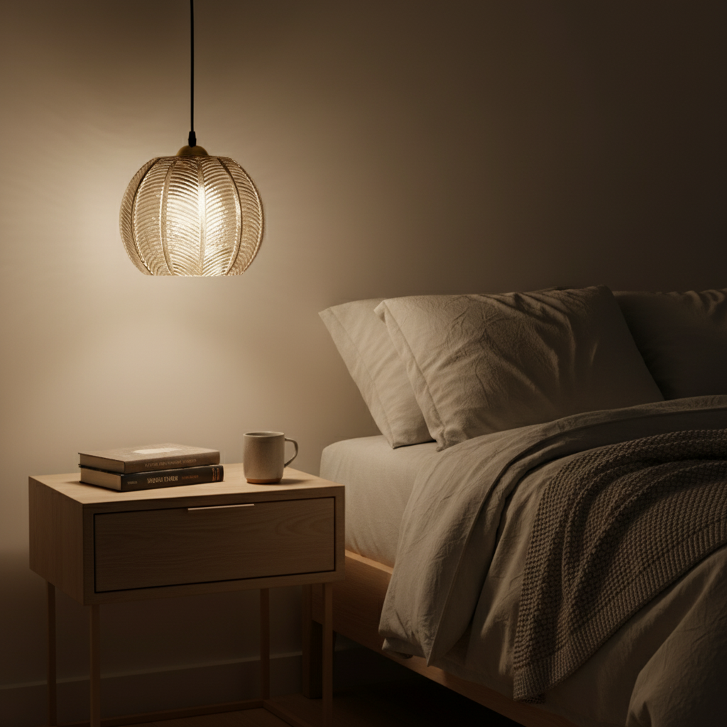 Casa Lumière Nordic Green Leaf Pattern Glazen Hanglamp