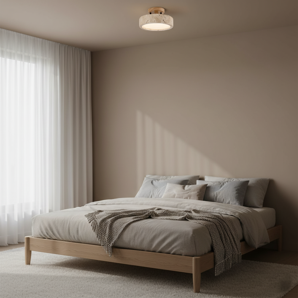 Casa Lumière Ronde Travertin Plafondlamp - Minimalistisch & Warm Design