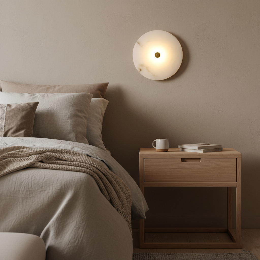 Casa Lumière Ronde Alabaster Wandlamp - Sfeerverlichting met Warm Diffuus Licht