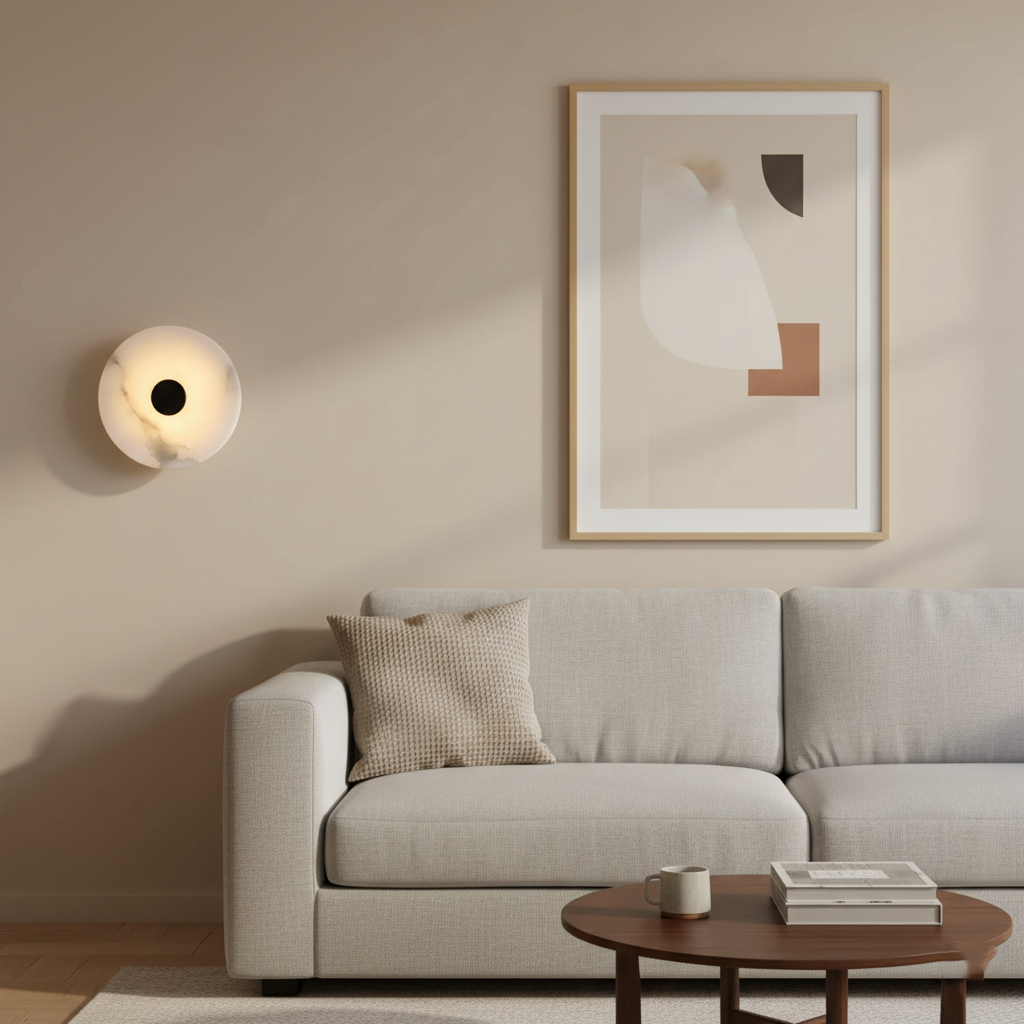 Casa Lumière Ronde Alabaster Wandlamp - Sfeerverlichting met Warm Diffuus Licht