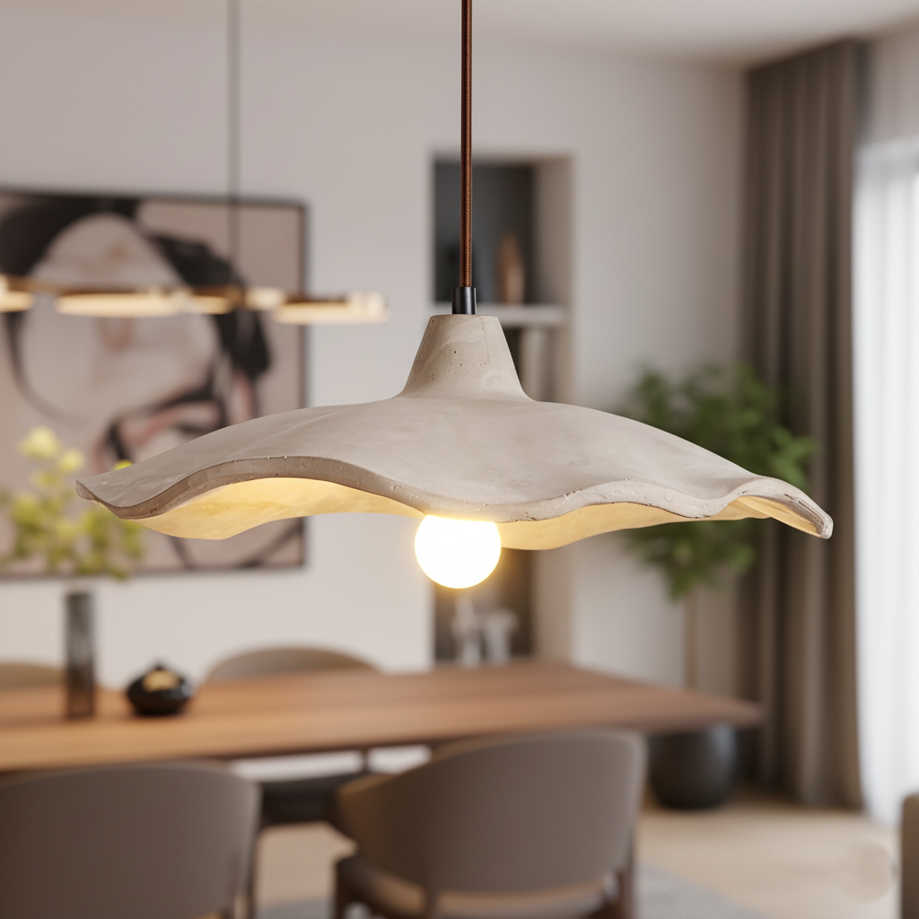 Casa Lumière Wabi-Sabi Bloemvormige Cement Hanglamp - Natuurlijk Materiaal & Zacht Diffuus Licht