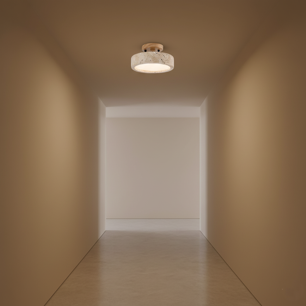 Casa Lumière Ronde Travertin Plafondlamp - Minimalistisch & Warm Design