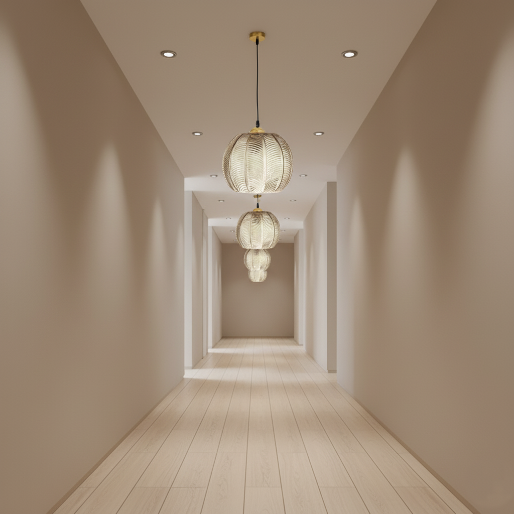 Casa Lumière Nordic Green Leaf Pattern Glazen Hanglamp