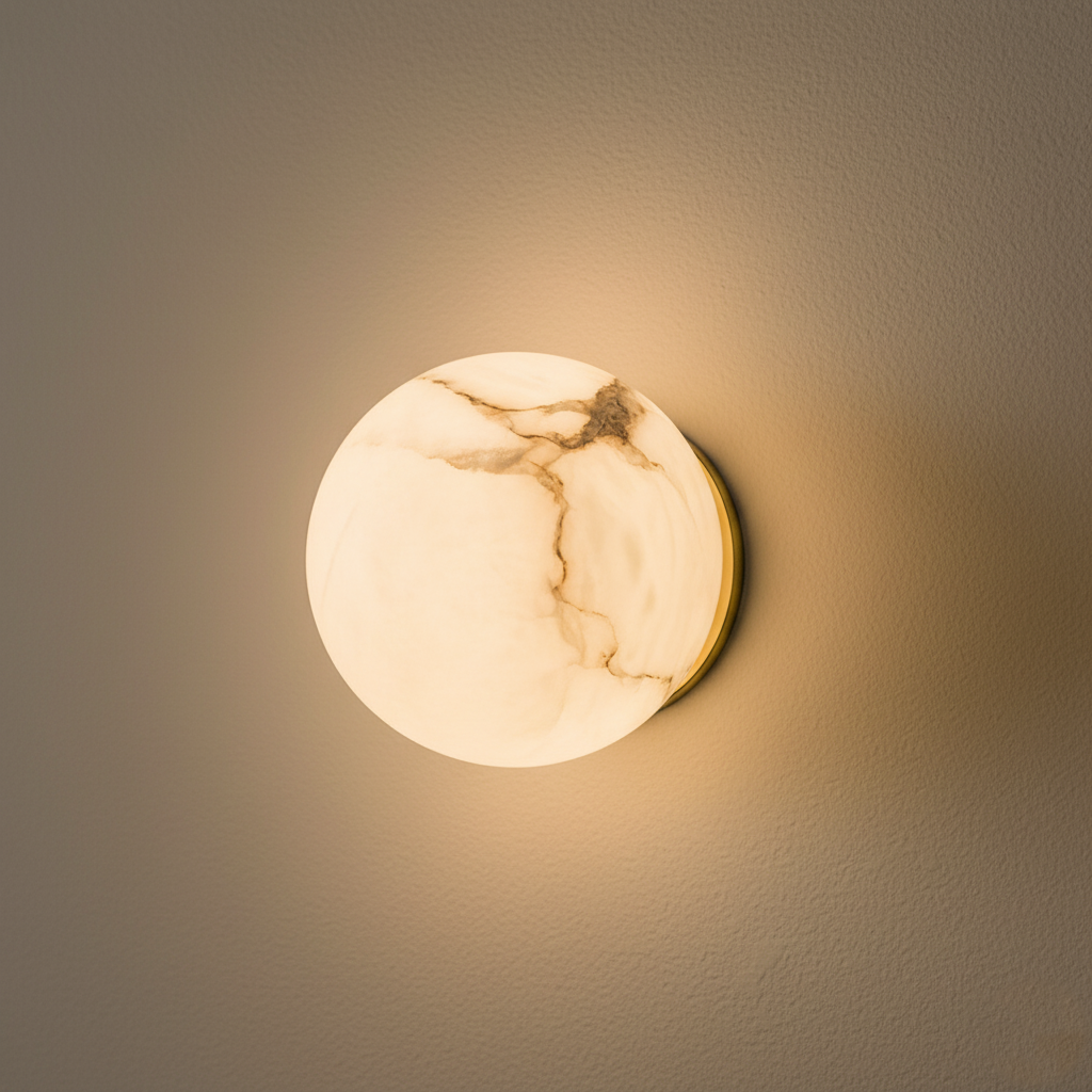 Casa Lumière Alabaster Mini Wandlamp – Japandi Design, Natuursteen & Zachte Sfeerverlichting