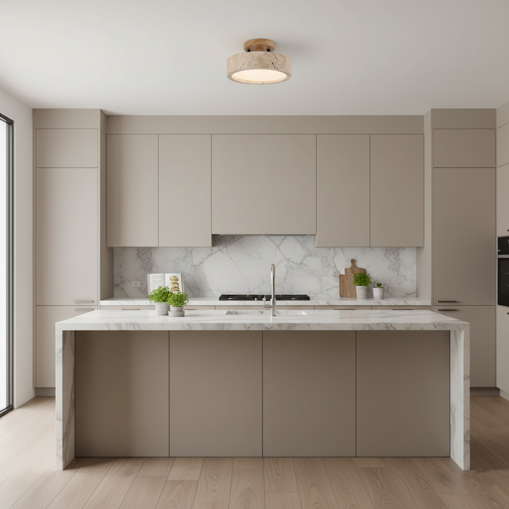 Casa Lumière Ronde Travertin Plafondlamp - Minimalistisch & Warm Design