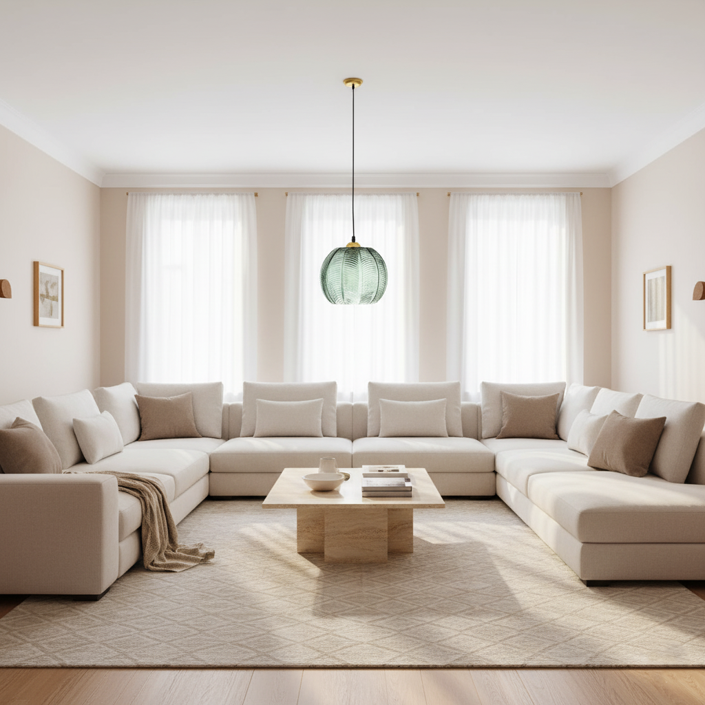 Casa Lumière Nordic Green Leaf Pattern Glazen Hanglamp