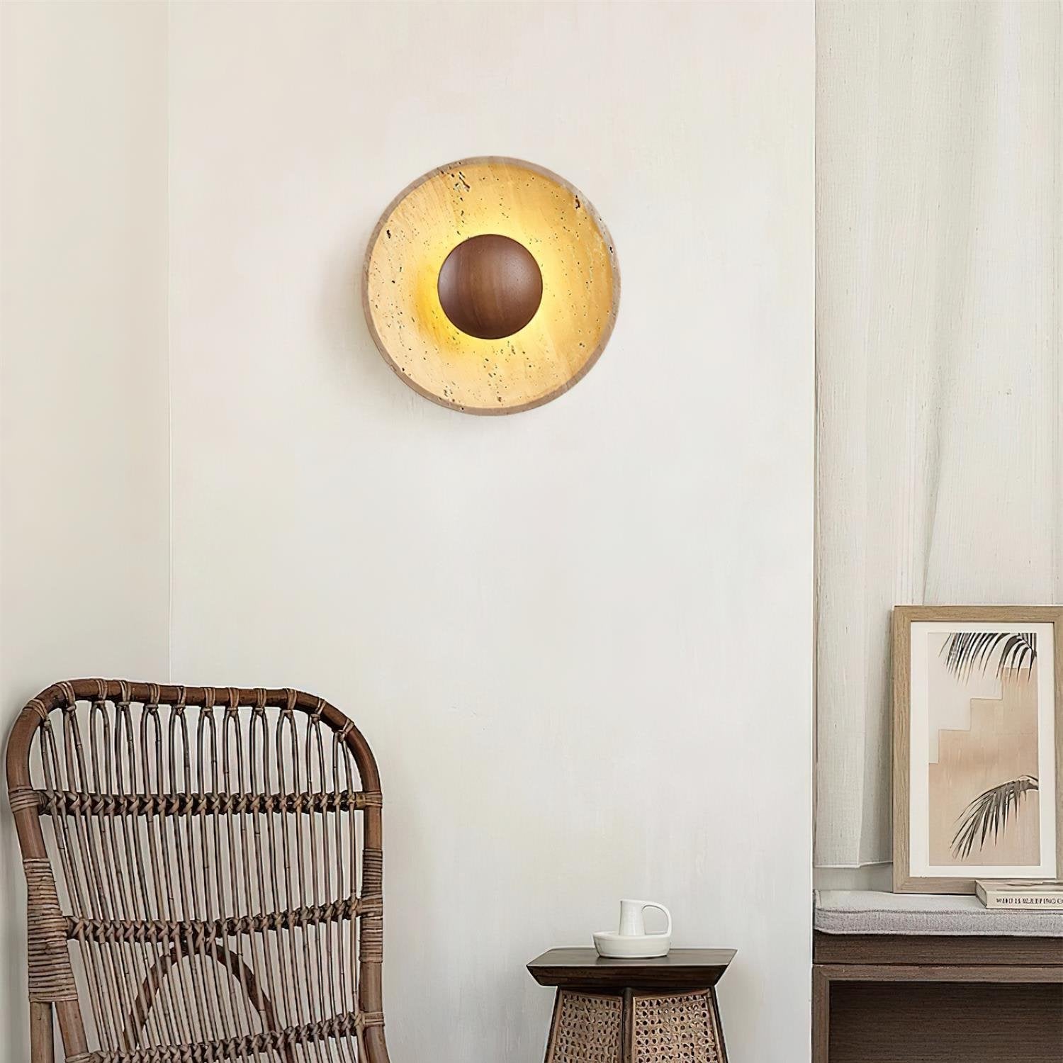 Casa Lumière Wabi-Sabi Wandlamp van Travertin - Sculpturaal Design