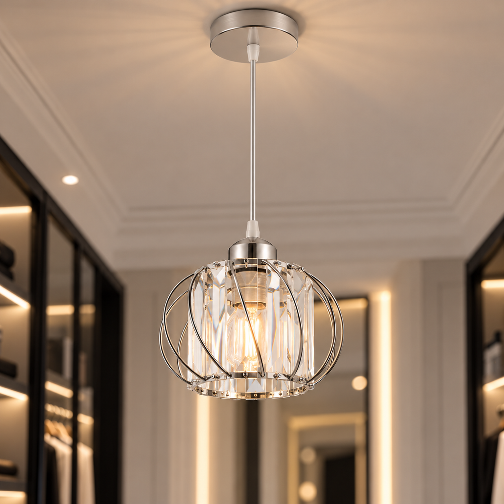 Modern Pendant Light with Glass Lighting - Designer Lamp for Living Room, Hallway, Bedroom