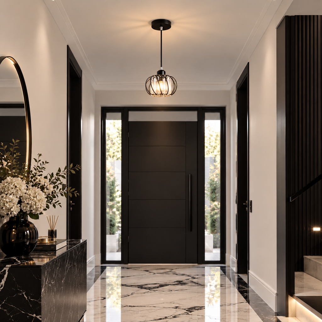 Modern Pendant Light with Glass Lighting - Designer Lamp for Living Room, Hallway, Bedroom