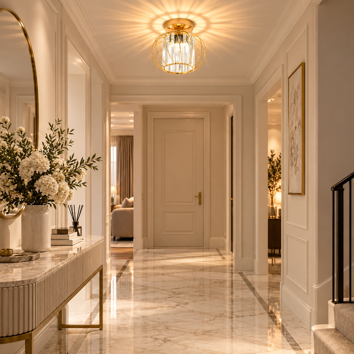 Casa Lumière Ceiling Light - Glass Lighting for Hallway & Living Space
