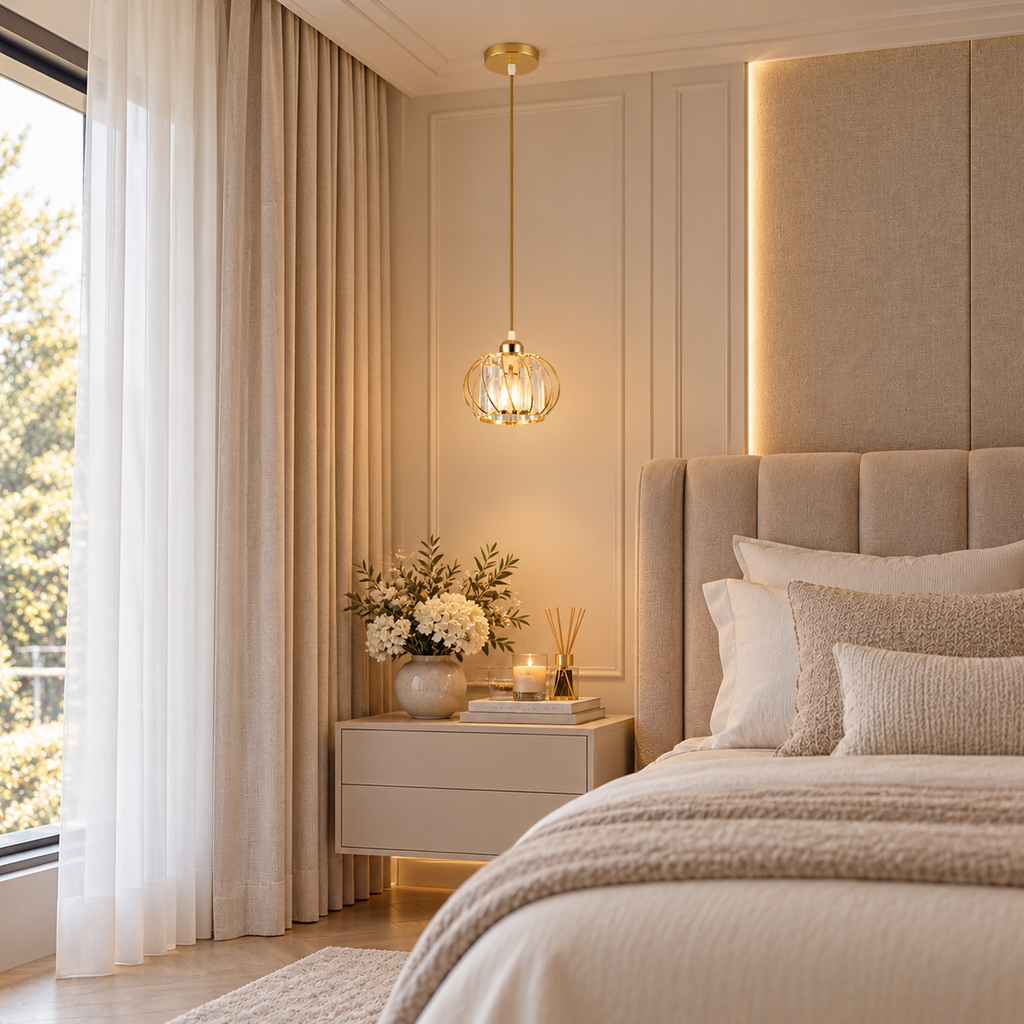 Modern Pendant Light with Glass Lighting - Designer Lamp for Living Room, Hallway, Bedroom