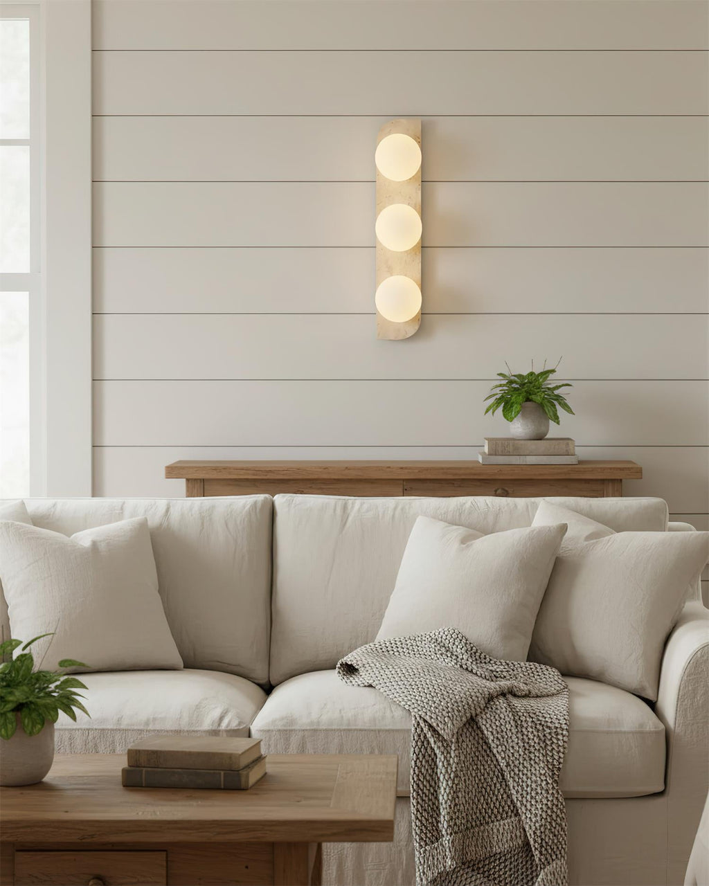 Casa Lumière Wandlamp Travertine Natuursteen - Ronde Design Lamp