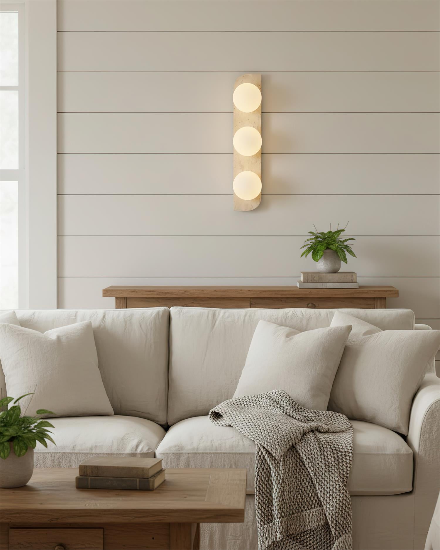 Casa Lumière Wandlamp Travertine Natuursteen - Ronde Design Lamp