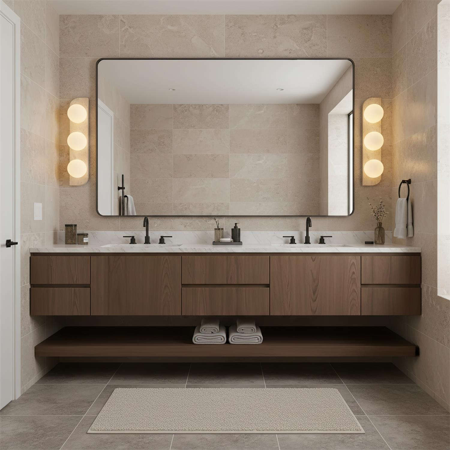 Casa Lumière Wandlamp Travertine Natuursteen - Ronde Design Lamp