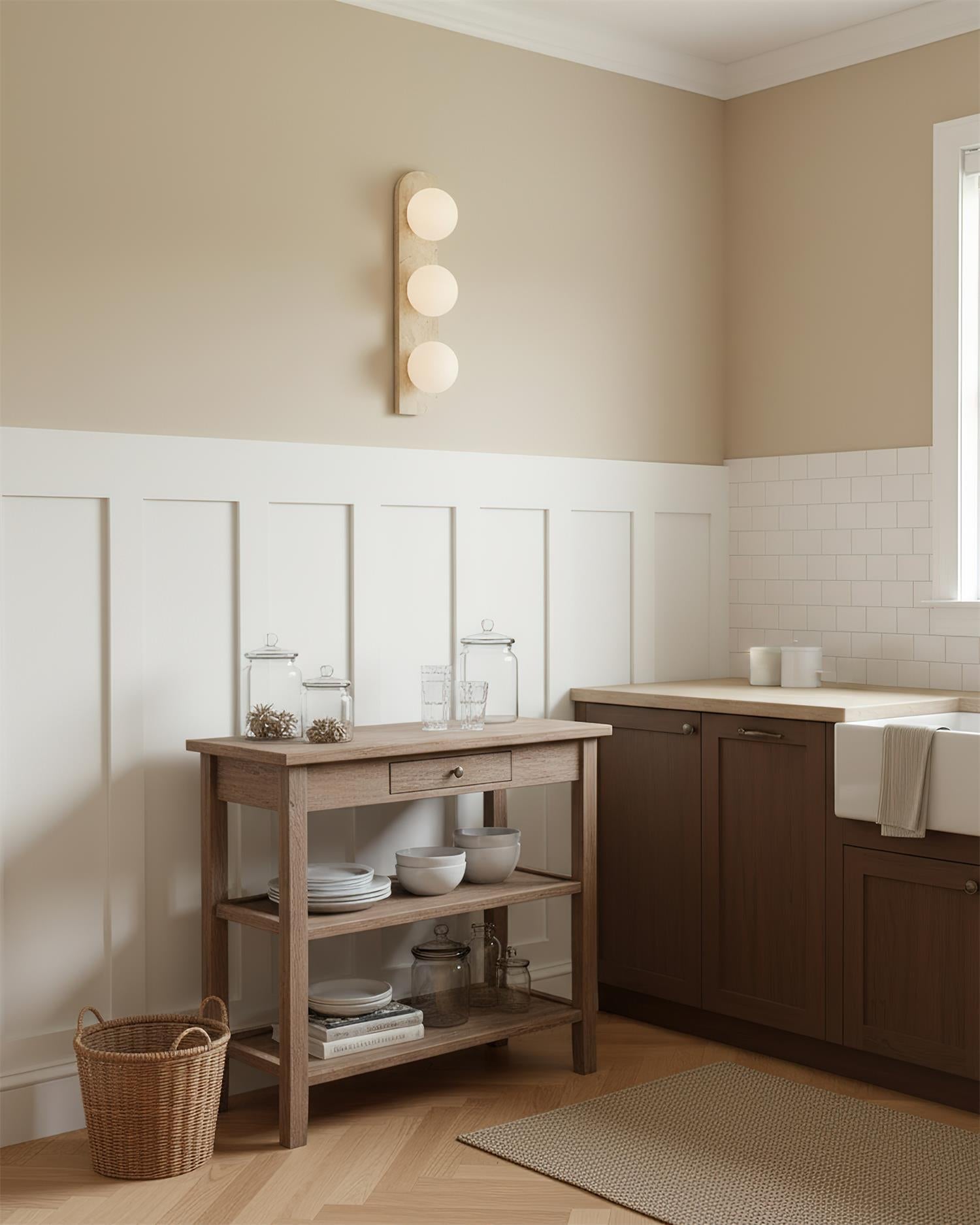 Casa Lumière Wandlamp Travertine Natuursteen - Ronde Design Lamp