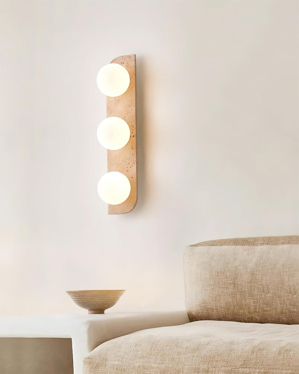 Casa Lumière Wandlamp Travertine Natuursteen - Ronde Design Lamp