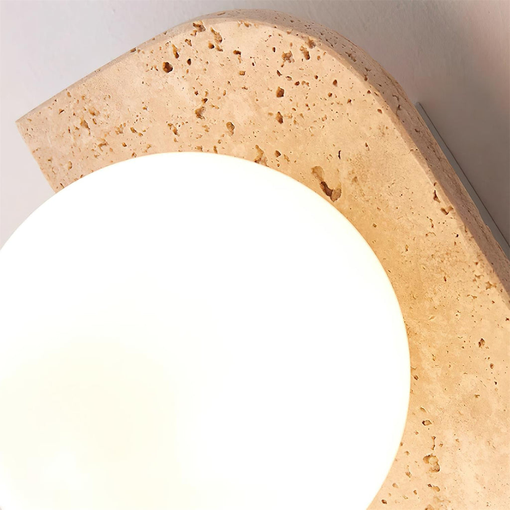 Casa Lumière Wandlamp Travertine Natuursteen - Ronde Design Lamp