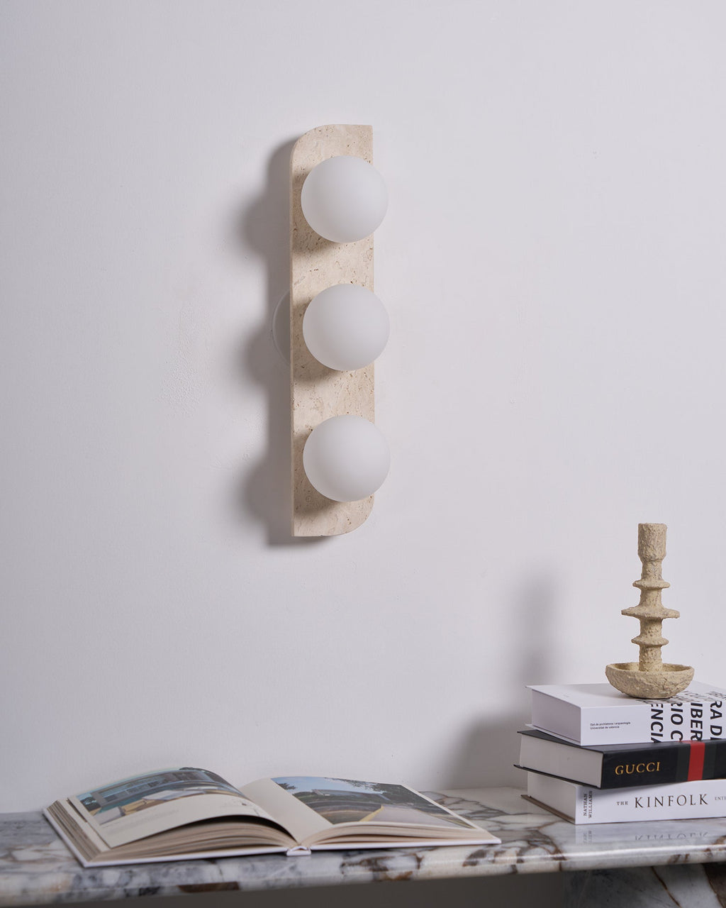 Casa Lumière Wandlamp Travertine Natuursteen - Ronde Design Lamp