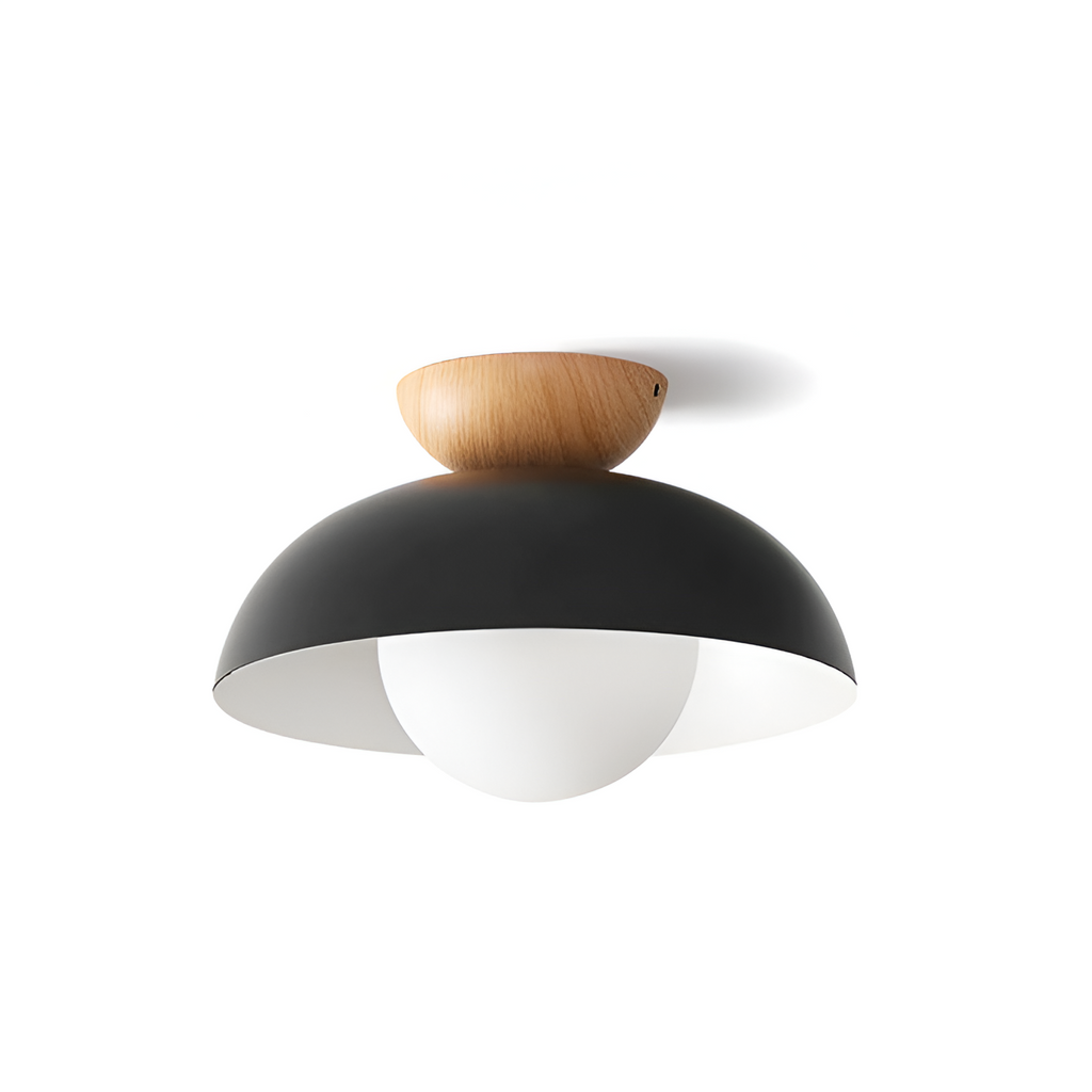 Casa Lumière Nordic Minimalistische Plafondlamp – Eco Metaal, Houten Accent & Warm Sfeervol Licht