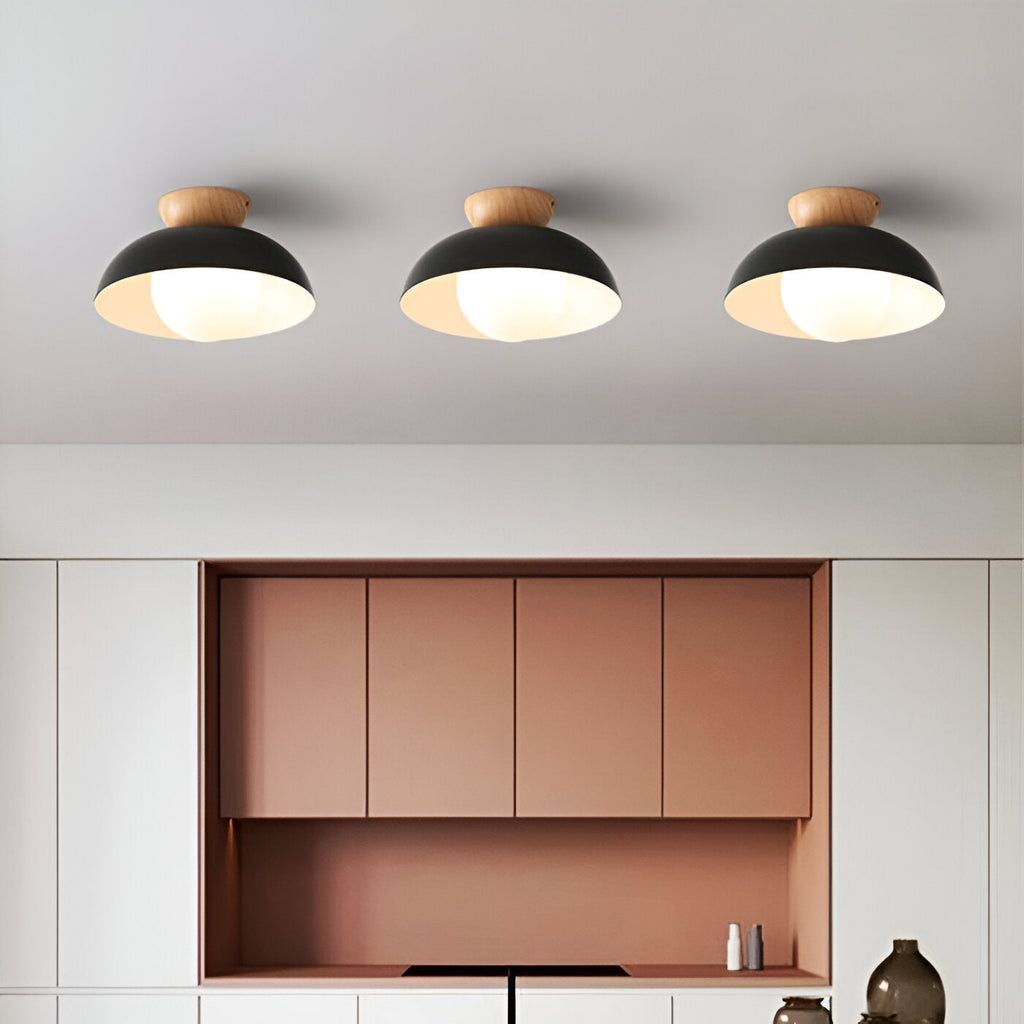 Casa Lumière Nordic Minimalistische Plafondlamp – Eco Metaal, Houten Accent & Warm Sfeervol Licht