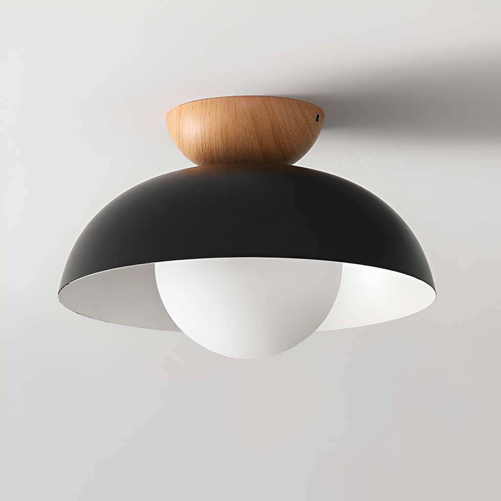 Casa Lumière Nordic Minimalistische Plafondlamp – Eco Metaal, Houten Accent & Warm Sfeervol Licht