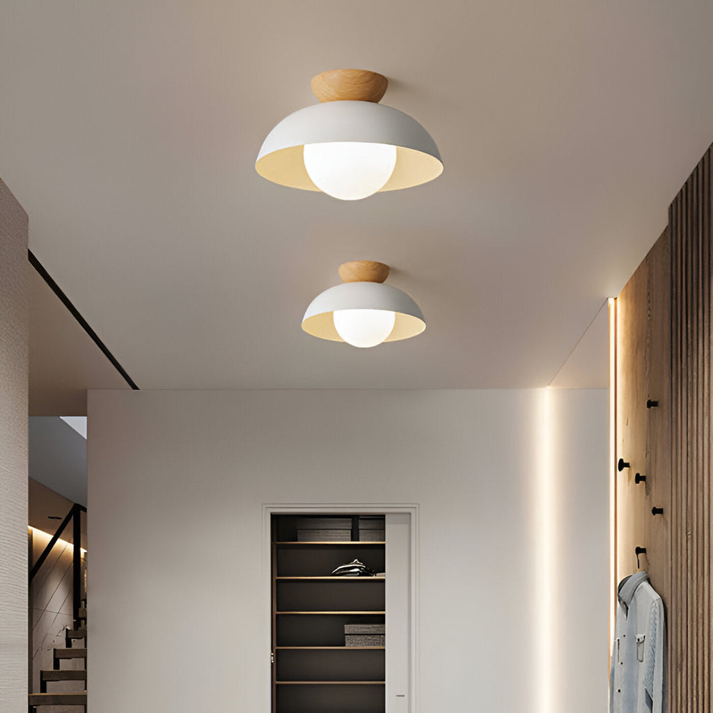 Casa Lumière Nordic Minimalistische Plafondlamp – Eco Metaal, Houten Accent & Warm Sfeervol Licht
