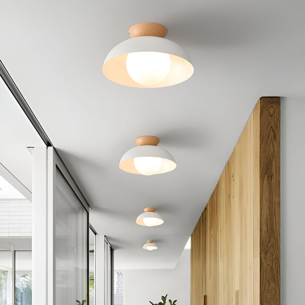 Casa Lumière Nordic Minimalistische Plafondlamp – Eco Metaal, Houten Accent & Warm Sfeervol Licht