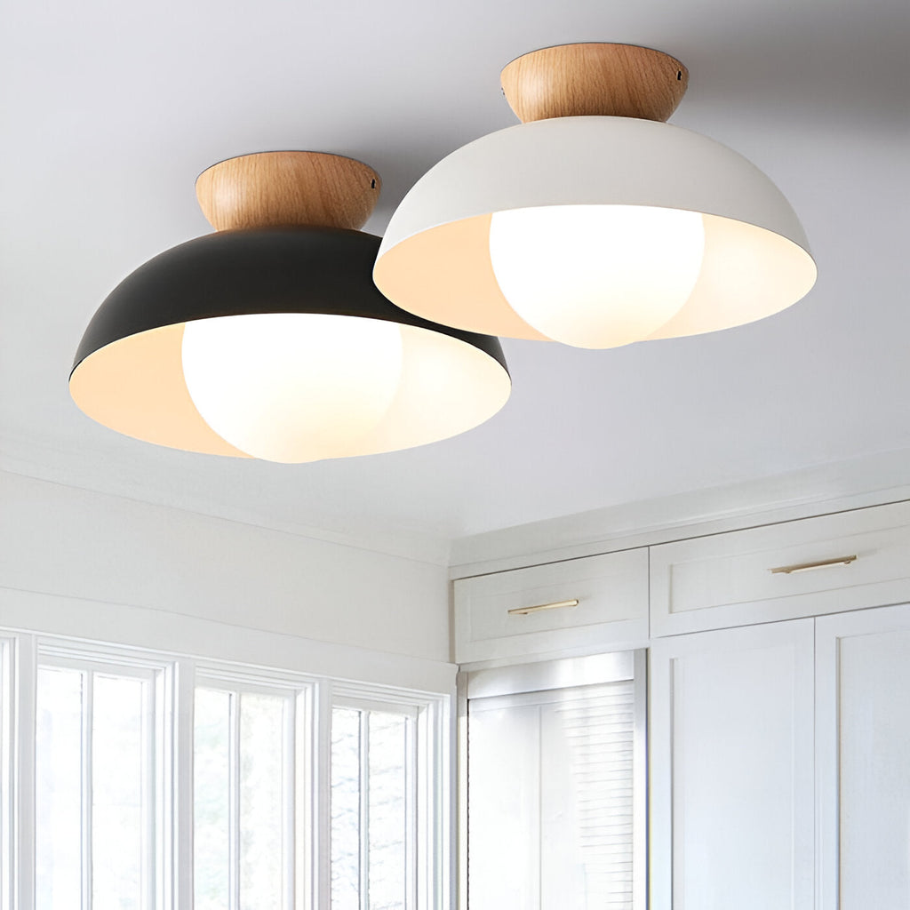 Casa Lumière Nordic Minimalistische Plafondlamp – Eco Metaal, Houten Accent & Warm Sfeervol Licht