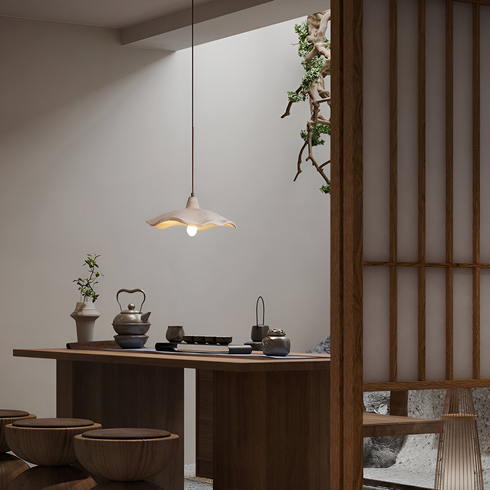 Casa Lumière Wabi-Sabi Bloemvormige Cement Hanglamp - Natuurlijk Materiaal & Zacht Diffuus Licht
