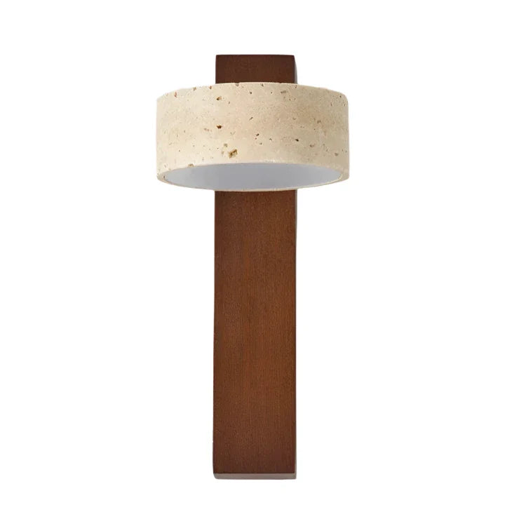 Casa Lumière Wandlamp - Travertin & Hout met Trekschakelaar