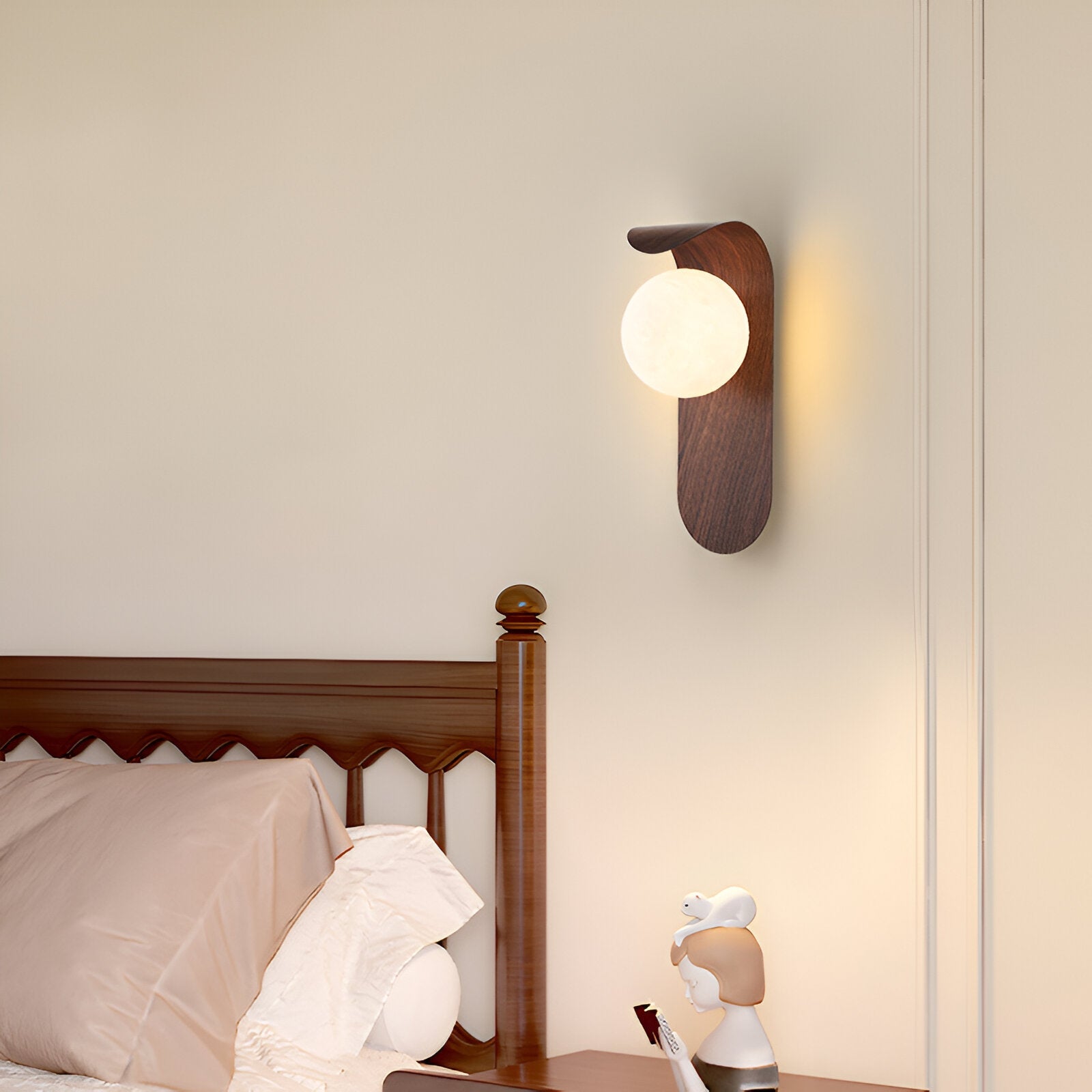 Casa Lumière Nordic Minimalistische Wandlamp van Hout & Glas - Warme Accentverlichting Slaapkamer & Woonruimte
