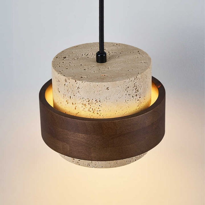 Casa Lumière Japandi Hanglamp - Travertin & Hout Plafondverlichting
