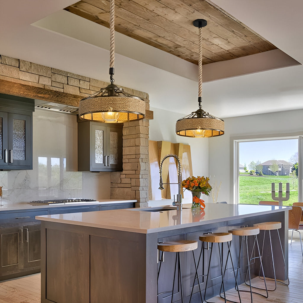 Casa Lumière Classic Hemp Rope Hanglamp - Rustiek IJzer