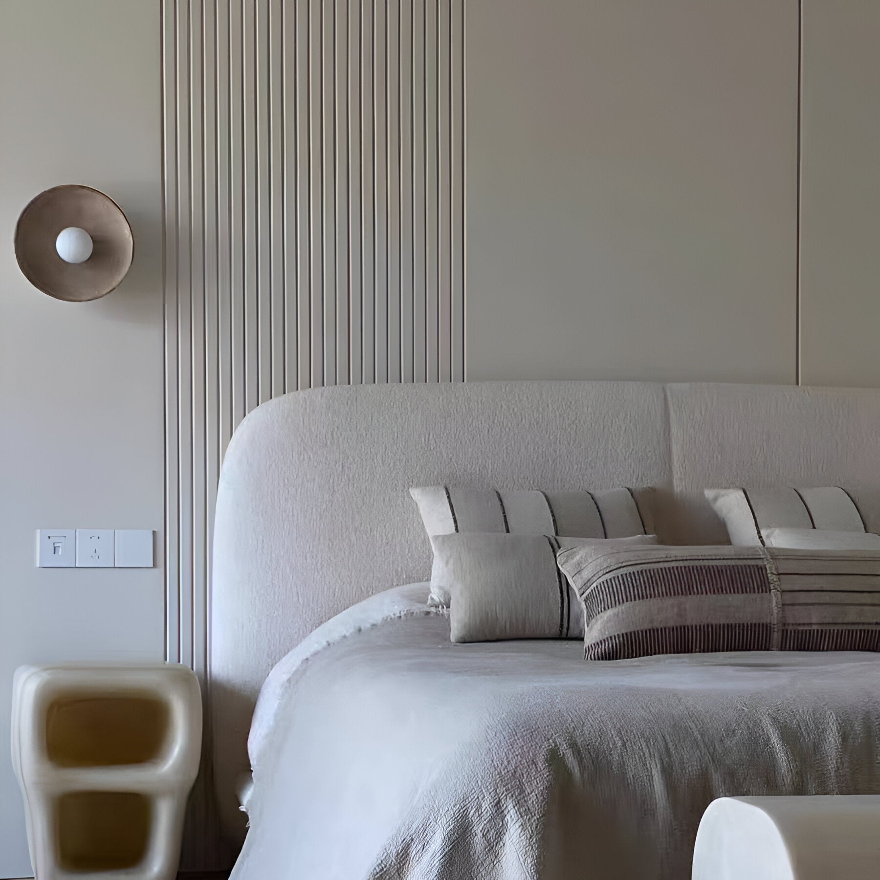 Casa Lumière Retro Ceramic Japandi Wandlamp - Rond Design, Resin Afwerking & Zacht LED Licht