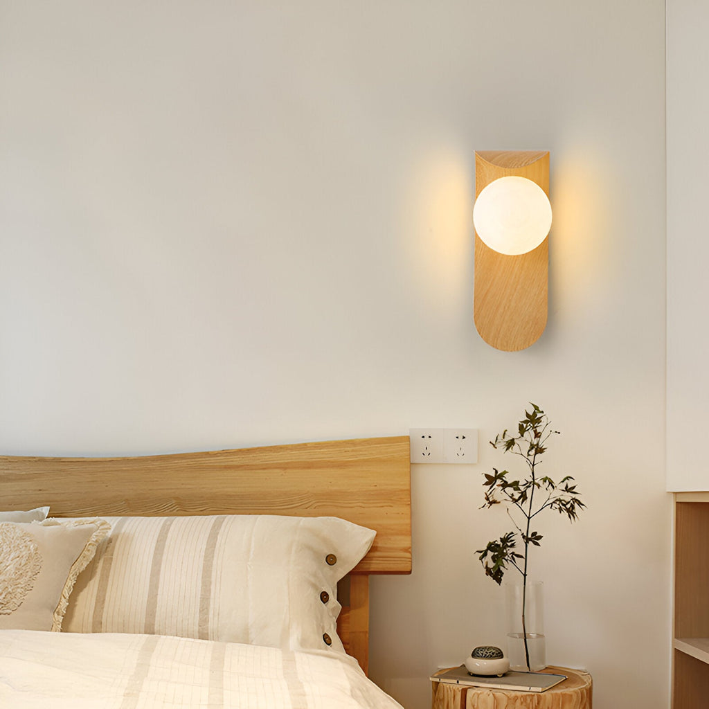 Casa Lumière Nordic Minimalistische Wandlamp van Hout & Glas - Warme Accentverlichting Slaapkamer & Woonruimte