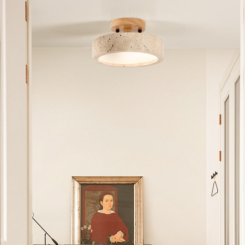 Casa Lumière Ronde Travertin Plafondlamp - Minimalistisch & Warm Design