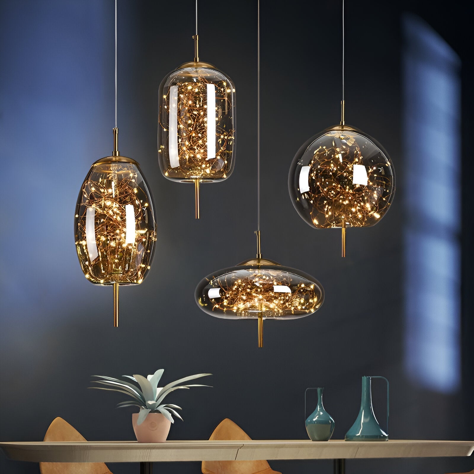 Casa Lumière Design Hanglamp - Sprankelend Glas & Gouden Details Sfeerverlichting