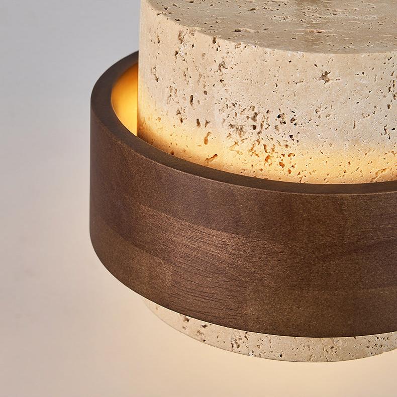 Casa Lumière Japandi Hanglamp - Travertine & Walnoot Hout Plafondverlichting
