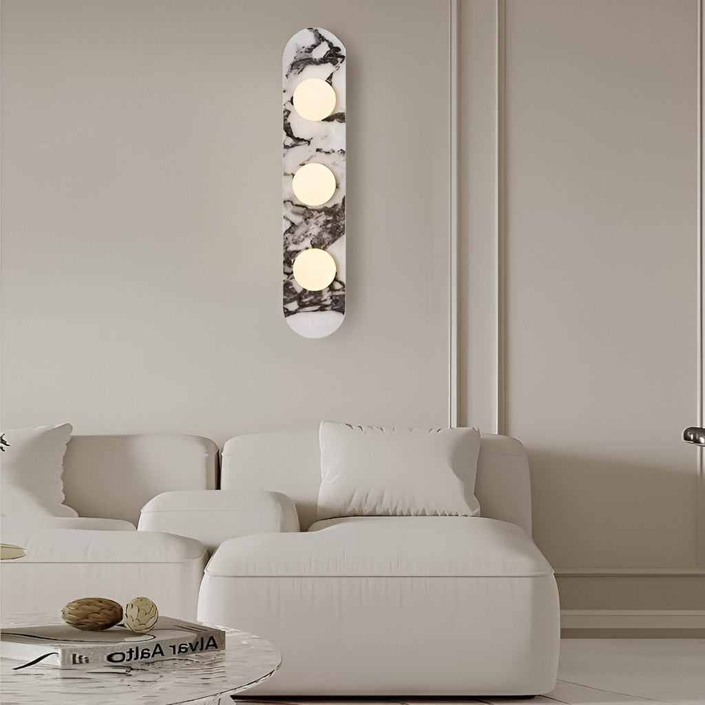 Casa Lumière Marmeren Wandlamp - Minimalistische Japandi Wandverlichting met Ronde Lichtpunten