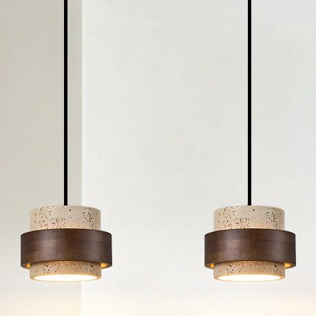 Casa Lumière Japandi Hanglamp - Travertin & Hout Plafondverlichting