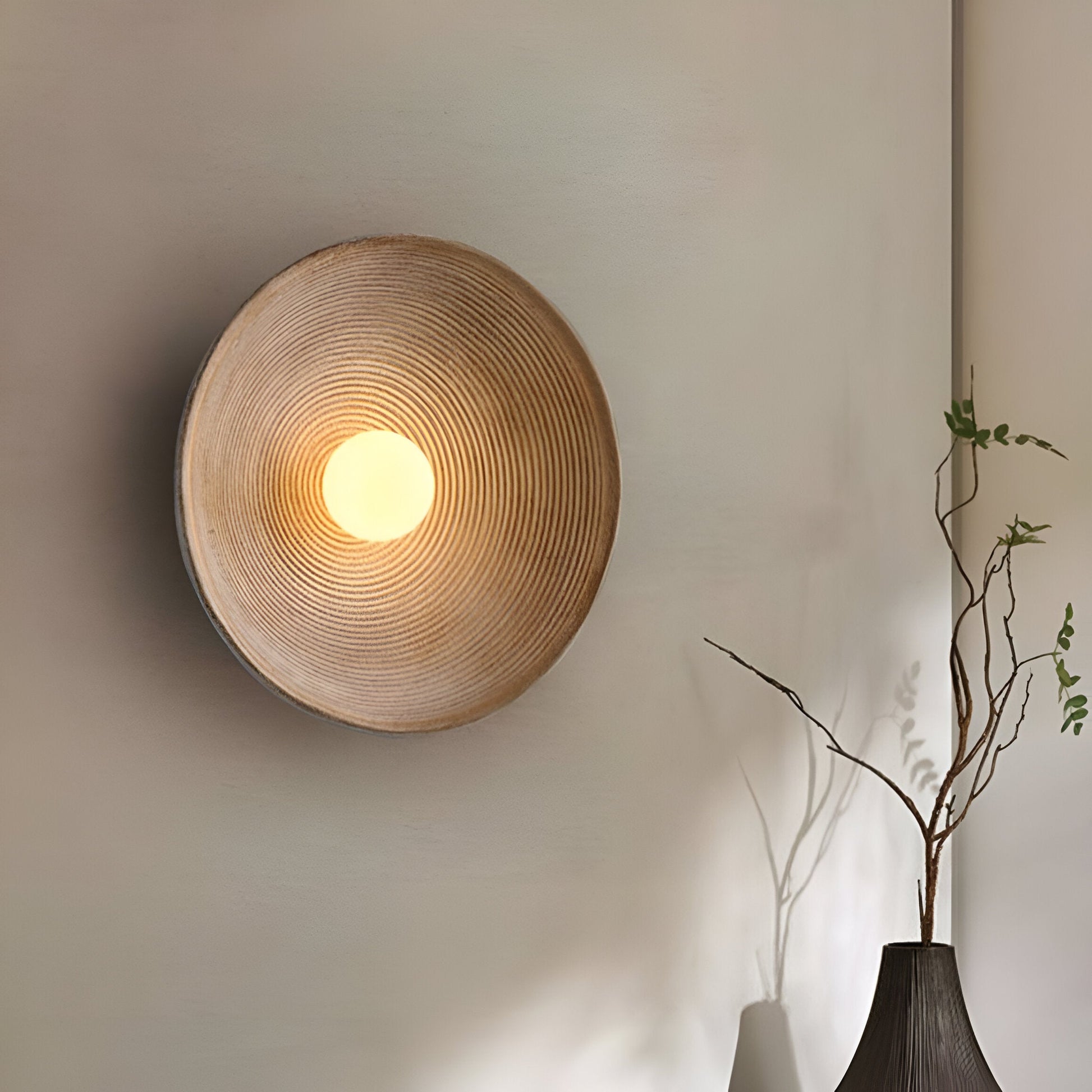 Casa Lumière Retro Ceramic Japandi Wandlamp - Rond Design, Resin Afwerking & Zacht LED Licht
