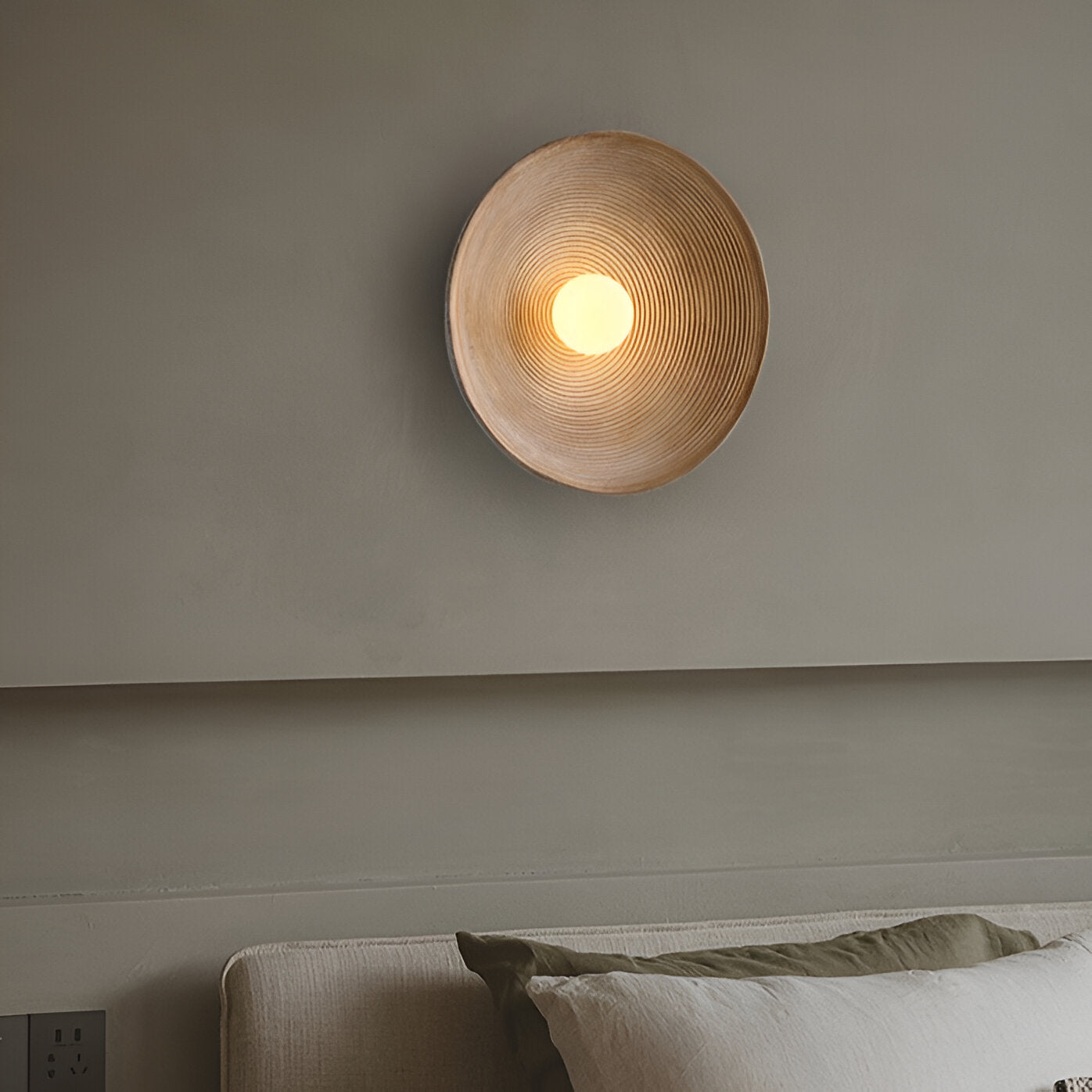 Casa Lumière Retro Ceramic Japandi Wandlamp - Rond Design, Resin Afwerking & Zacht LED Licht