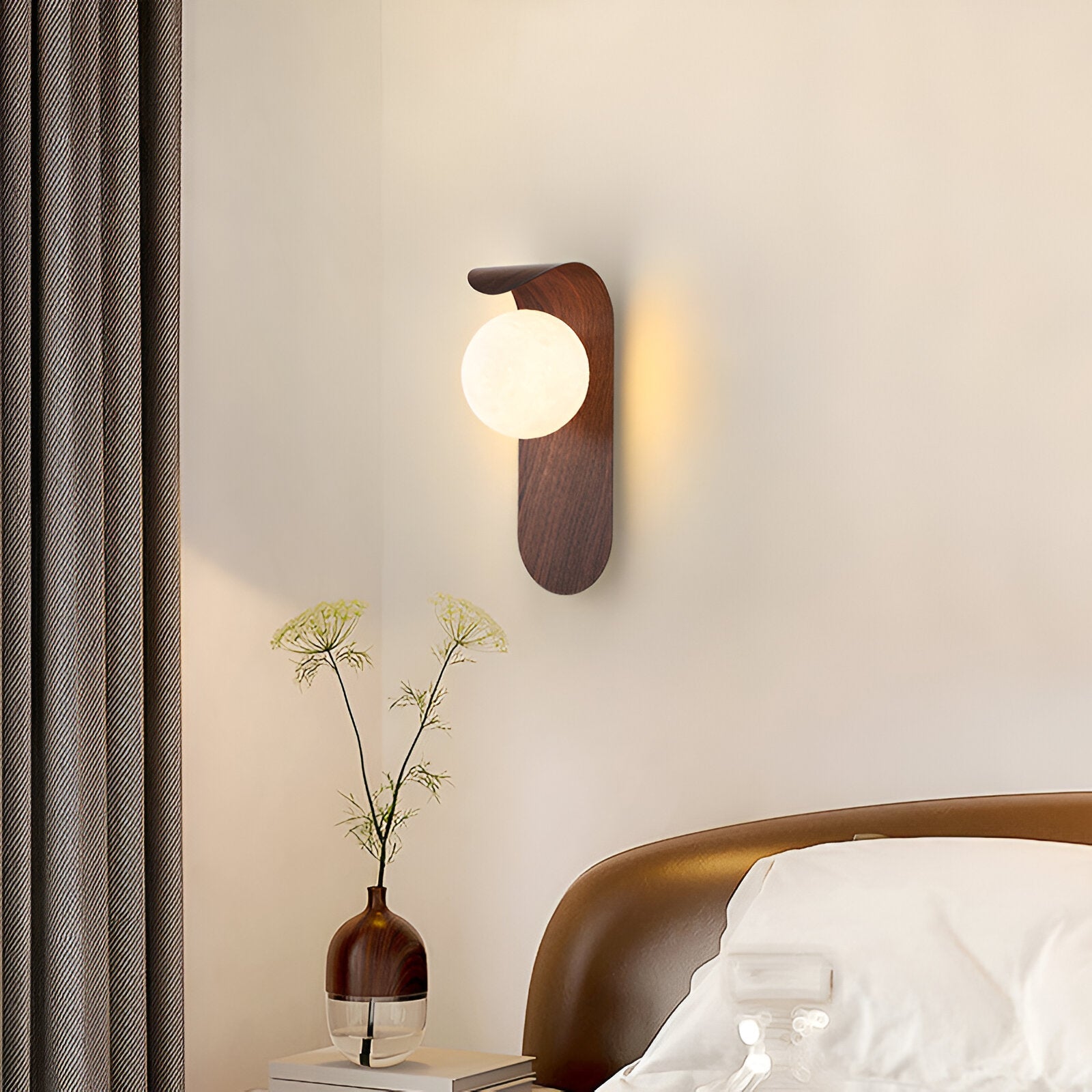 Casa Lumière Nordic Minimalistische Wandlamp van Hout & Glas - Warme Accentverlichting Slaapkamer & Woonruimte