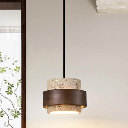 Casa Lumière Japandi Hanglamp - Travertin & Hout Plafondverlichting